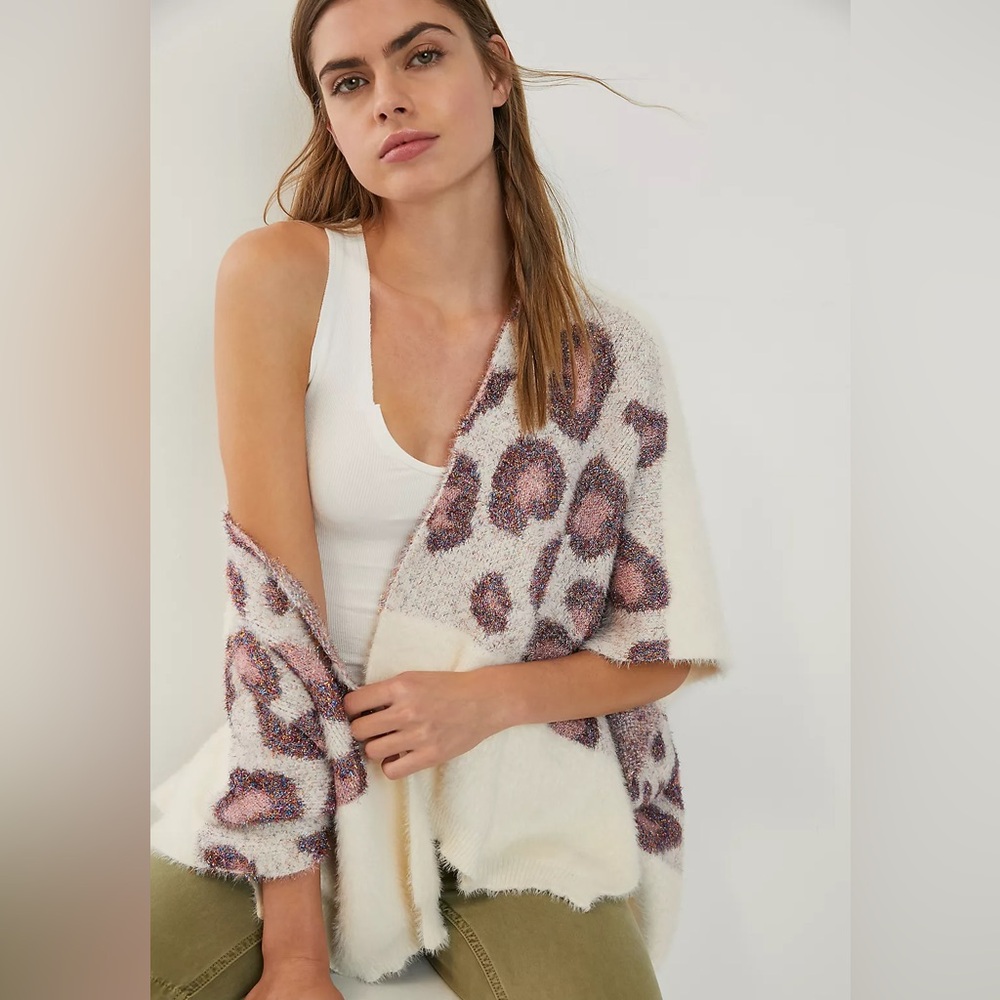 Anthropologie Kenzie Leopard Shimmer Wrap NWT